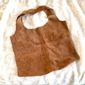 H&M suede shoulder tote bag